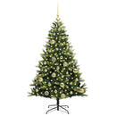 vidaXL Műanyag Hajtogatott Karácsonyfa 150 LED-del Zöld 120 cm
