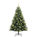 vidaXL Műanyag Hajtogatott Karácsonyfa 150 LED-del Zöld 120 cm