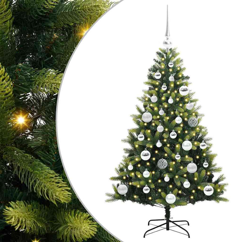 vidaXL Műanyag Hajtogatott Karácsonyfa 150 LED-del Zöld 120 cm