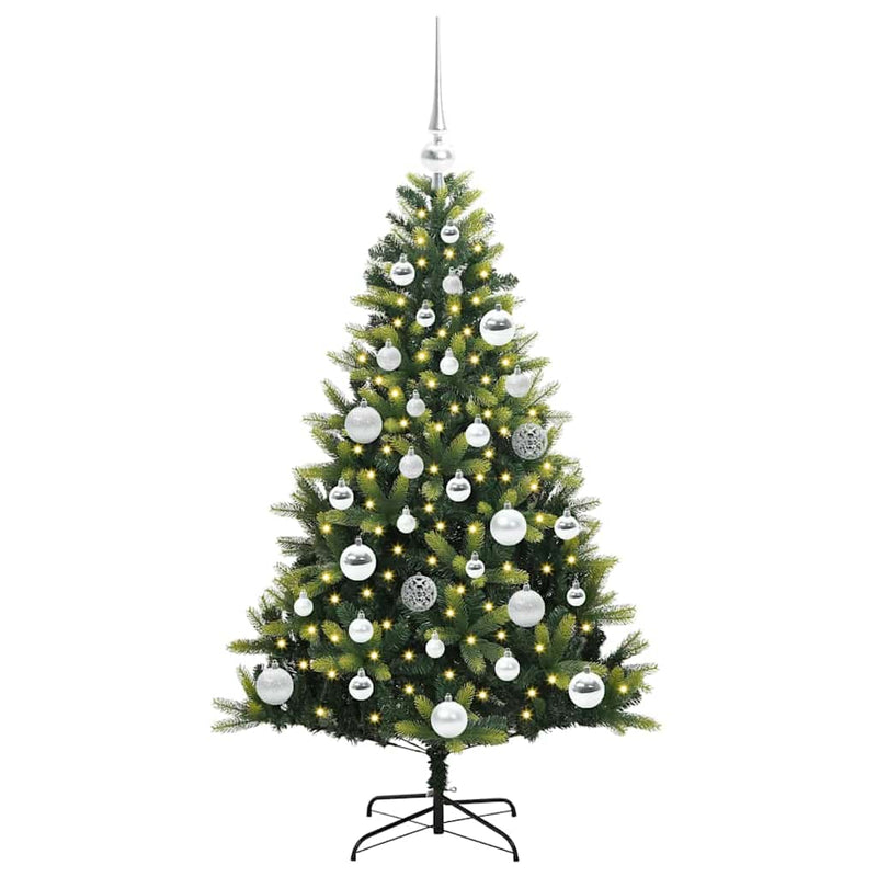 vidaXL Műanyag Hajtogatott Karácsonyfa 150 LED-del Zöld 120 cm