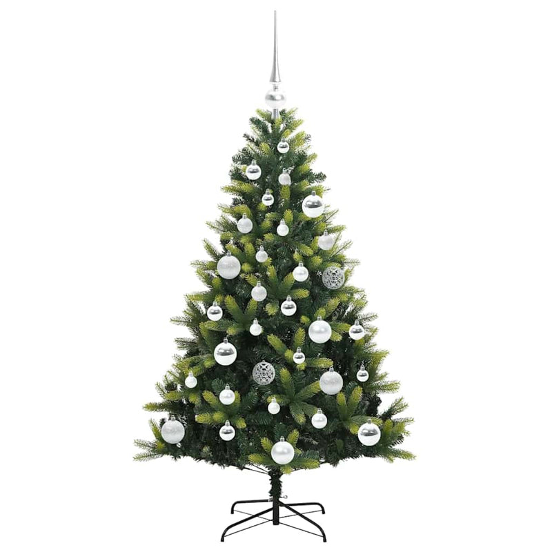 vidaXL Műanyag Hajtogatott Karácsonyfa 150 LED-del Zöld 120 cm