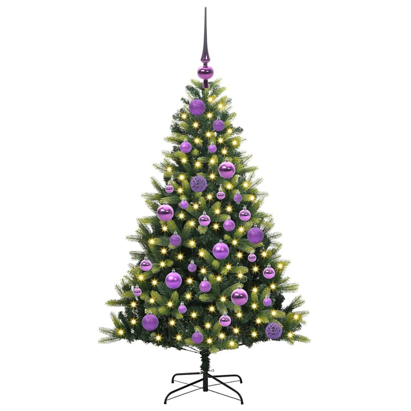 vidaXL Műanyag Hajtogatott Karácsonyfa 150 LED-del Zöld 120 cm