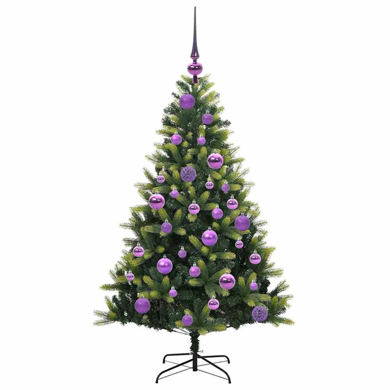 vidaXL Műanyag Hajtogatott Karácsonyfa 150 LED-del Zöld 120 cm