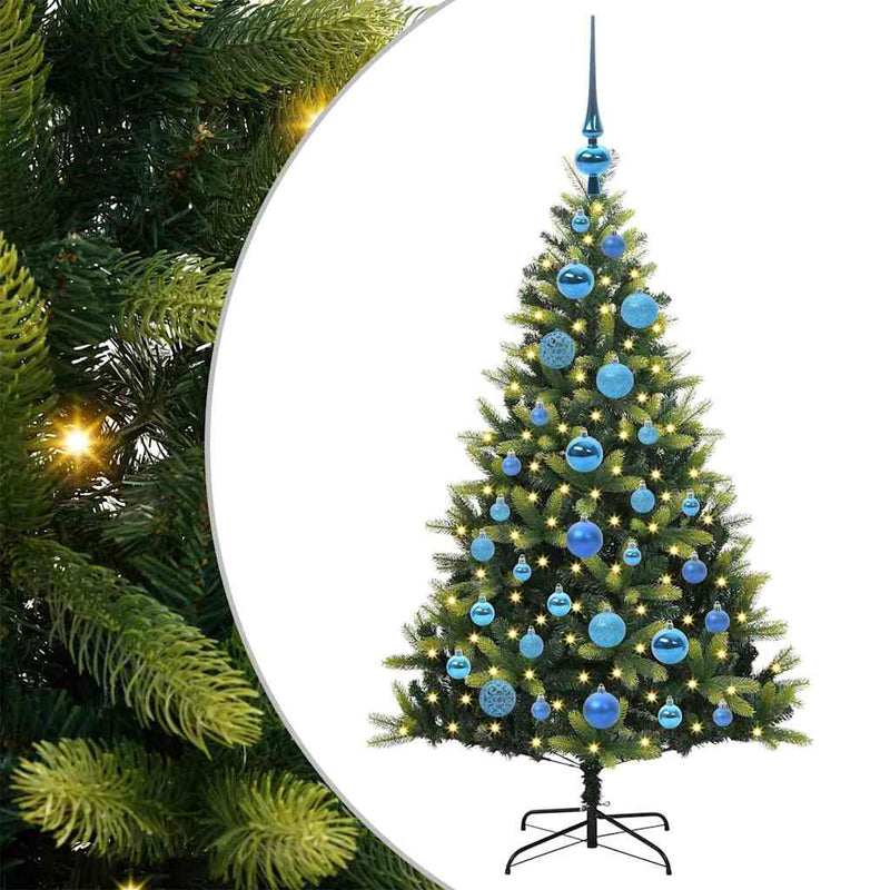 vidaXL Műanyag Hajtogatott Karácsonyfa 150 LED-del Zöld 120 cm