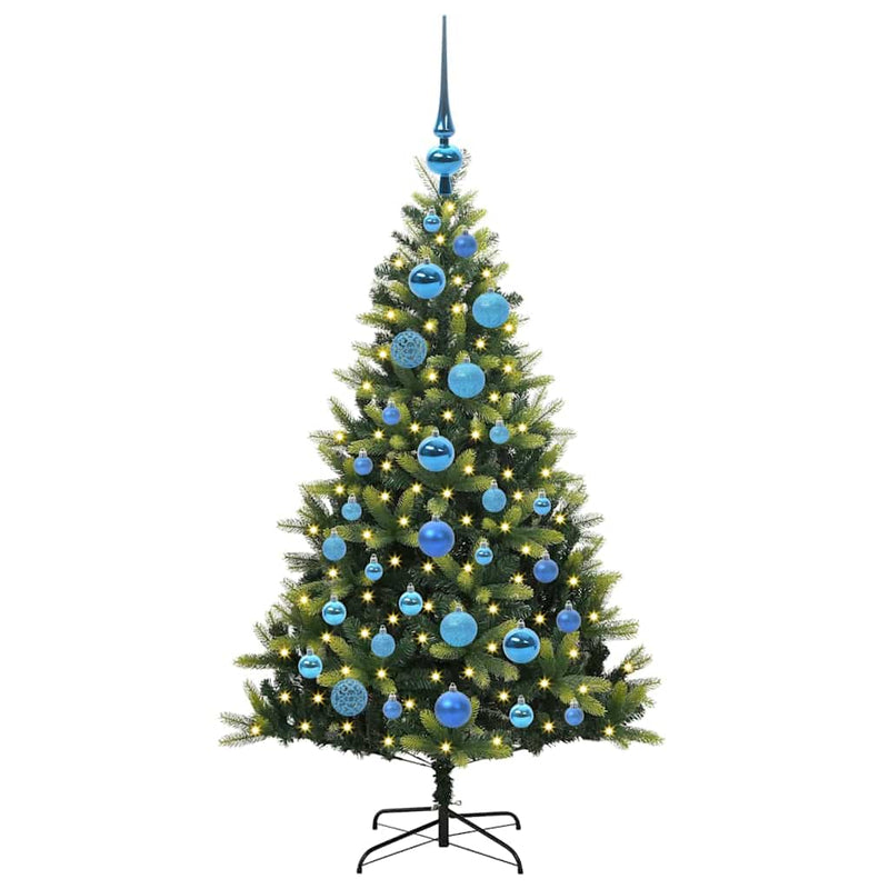 vidaXL Műanyag Hajtogatott Karácsonyfa 150 LED-del Zöld 120 cm