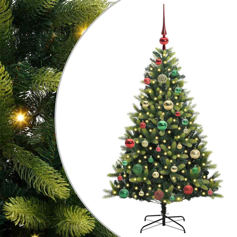 vidaXL Műanyag Hajtogatott Karácsonyfa 150 LED-del Zöld 120 cm