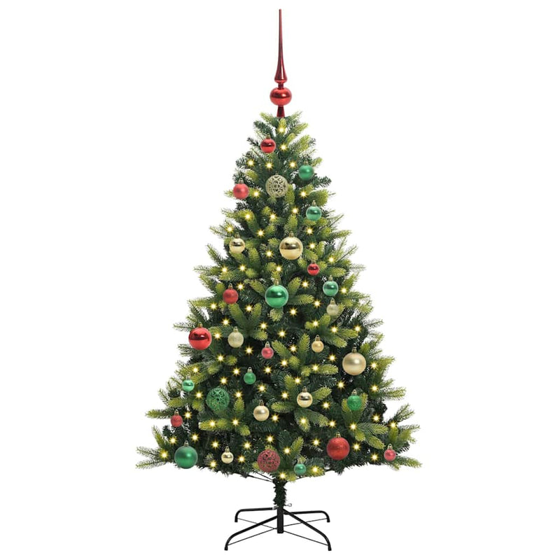 vidaXL Műanyag Hajtogatott Karácsonyfa 150 LED-del Zöld 120 cm