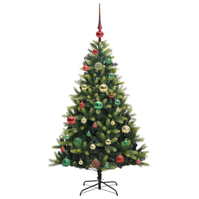vidaXL Műanyag Hajtogatott Karácsonyfa 150 LED-del Zöld 120 cm