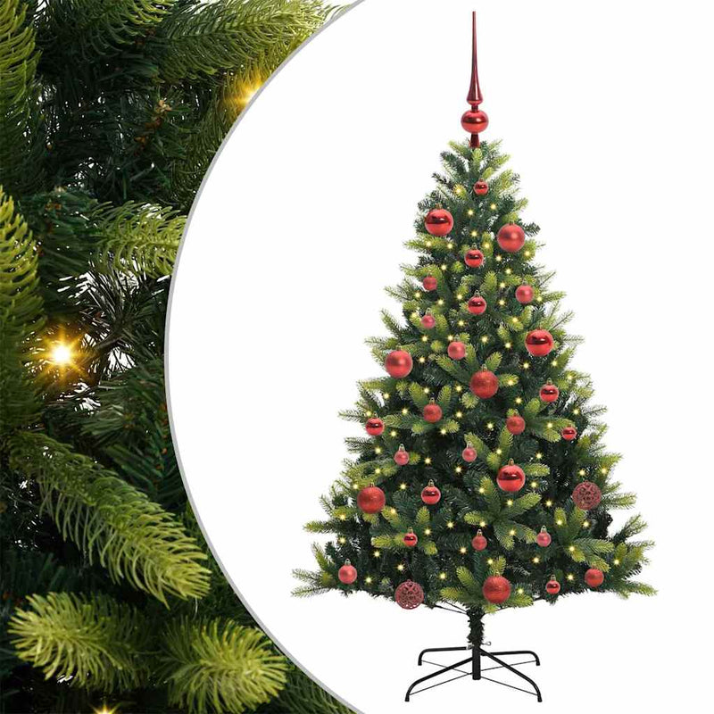 vidaXL Műanyag Hajtogatott Karácsonyfa 150 LED-del Zöld 150 cm