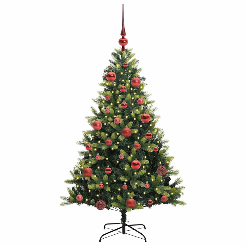 vidaXL Műanyag Hajtogatott Karácsonyfa 150 LED-del Zöld 150 cm