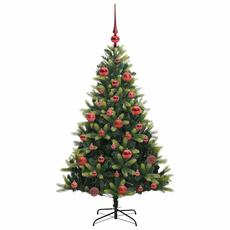 vidaXL Műanyag Hajtogatott Karácsonyfa 150 LED-del Zöld 150 cm