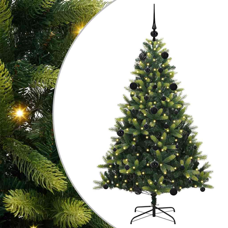 vidaXL Műanyag Hajtogatott Karácsonyfa 150 LED-del Zöld 150 cm
