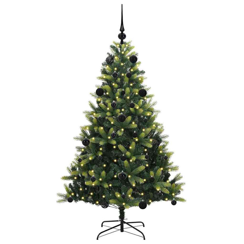 vidaXL Műanyag Hajtogatott Karácsonyfa 150 LED-del Zöld 150 cm