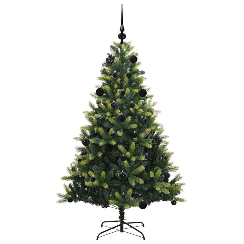 vidaXL Műanyag Hajtogatott Karácsonyfa 150 LED-del Zöld 150 cm