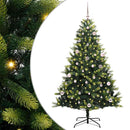 vidaXL Műanyag Hajtogatott Karácsonyfa 150 LED-del Zöld 150 cm