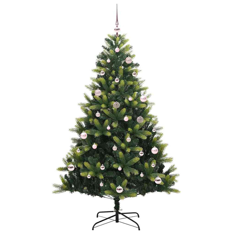 vidaXL Műanyag Hajtogatott Karácsonyfa 150 LED-del Zöld 150 cm