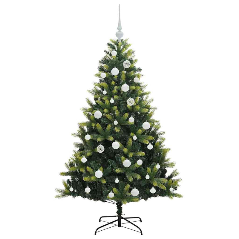 vidaXL Műanyag Hajtogatott Karácsonyfa 150 LED-del Zöld 150 cm
