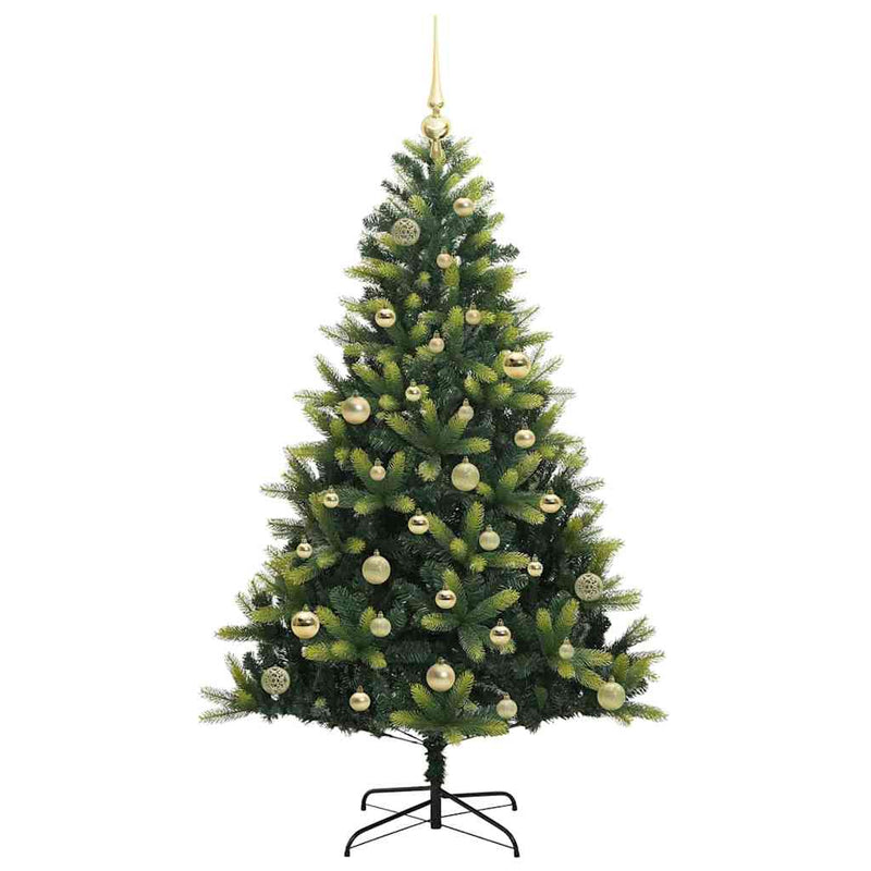 vidaXL Műanyag Hajtogatott Karácsonyfa 150 LED-del Zöld 150 cm