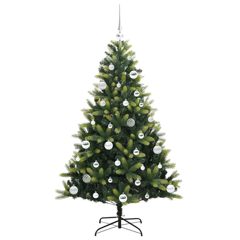 vidaXL Műanyag Hajtogatott Karácsonyfa 150 LED-del Zöld 150 cm