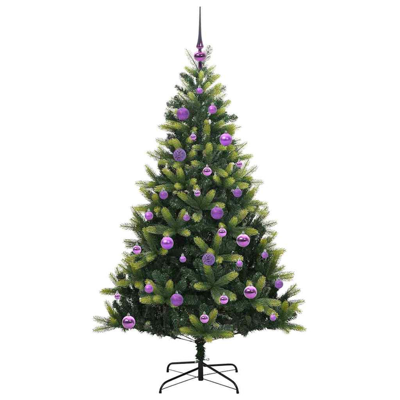 vidaXL Műanyag Hajtogatott Karácsonyfa 150 LED-del Zöld 150 cm