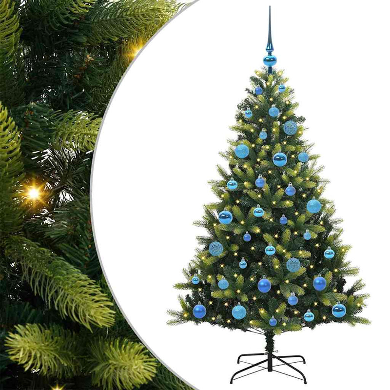 vidaXL Műanyag Hajtogatott Karácsonyfa 150 LED-del Zöld 150 cm
