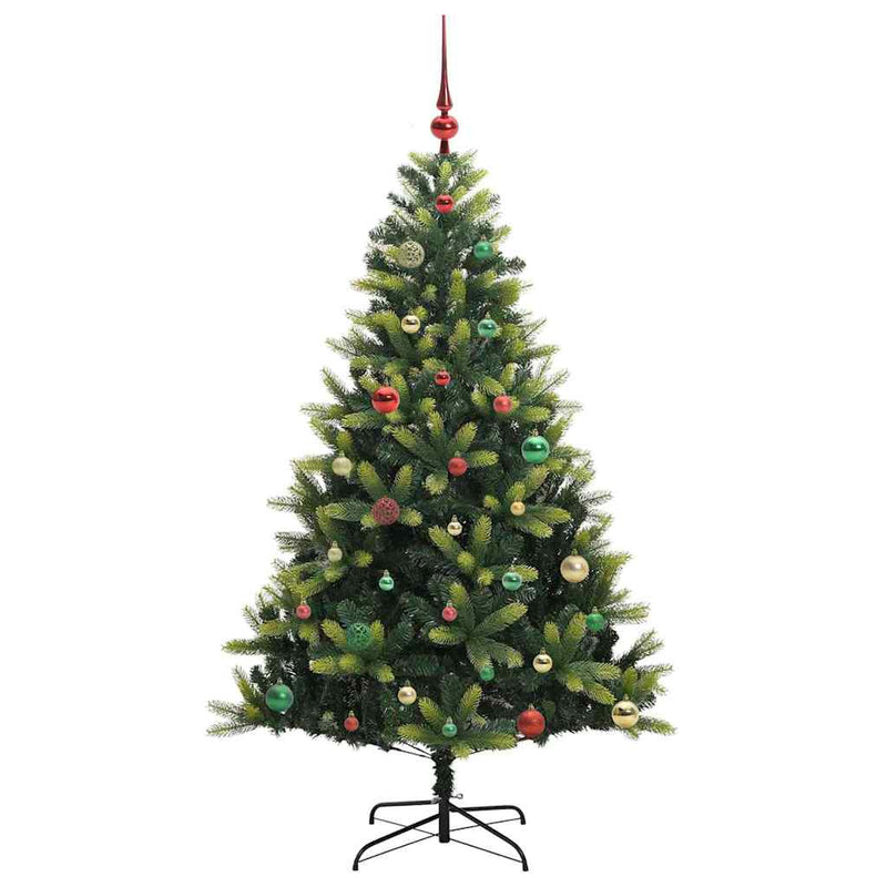 vidaXL Műanyag Hajtogatott Karácsonyfa 150 LED-del Zöld 150 cm