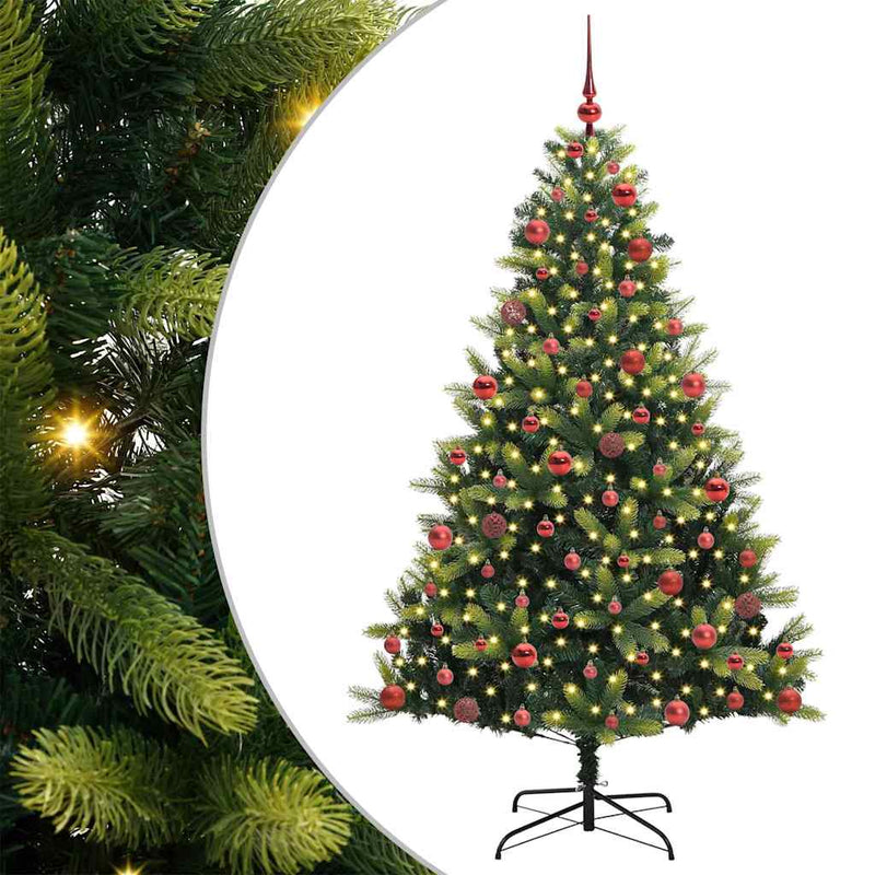 vidaXL Mesterséges Hajtogatható Karácsonyfá 300 LED-del Zöld 180 cm