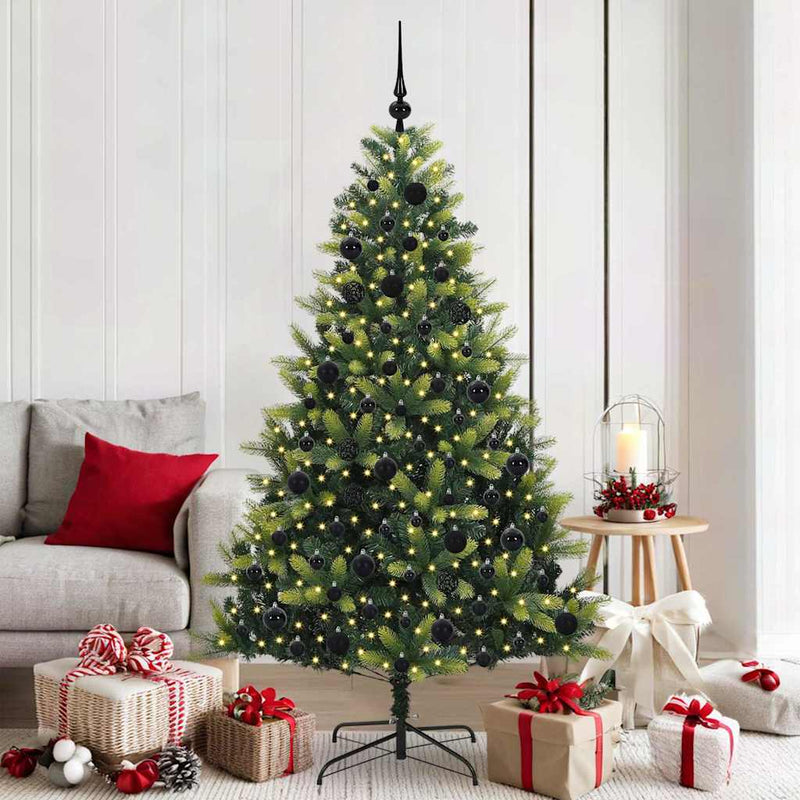 vidaXL Műanyag Hinged Karácsonyfa 300 LED-del Zöld 180 cm PVC és PE