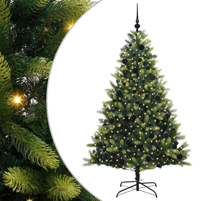 vidaXL Műanyag Hinged Karácsonyfa 300 LED-del Zöld 180 cm PVC és PE