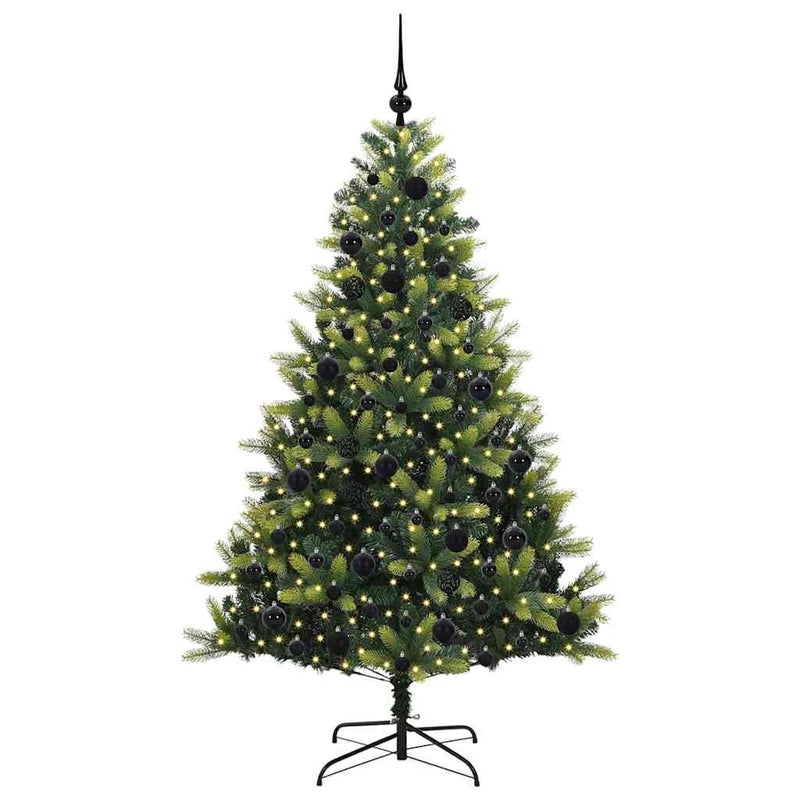 vidaXL Műanyag Hinged Karácsonyfa 300 LED-del Zöld 180 cm PVC és PE