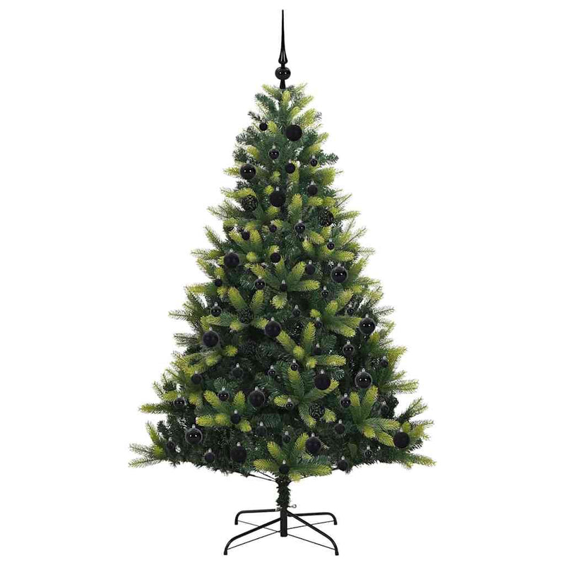 vidaXL Műanyag Hinged Karácsonyfa 300 LED-del Zöld 180 cm PVC és PE