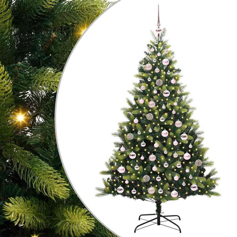 vidaXL Műfenyő karácsonyfa 300 LED-del Zöld 180 cm PVC és PE