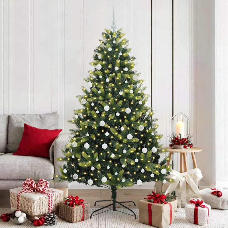 vidaXL Műanyag Karácsonyfá 300 LED-del, Csuklós Zöld 180 cm PVC és PE
