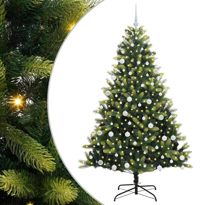 vidaXL Műanyag Karácsonyfá 300 LED-del, Csuklós Zöld 180 cm PVC és PE