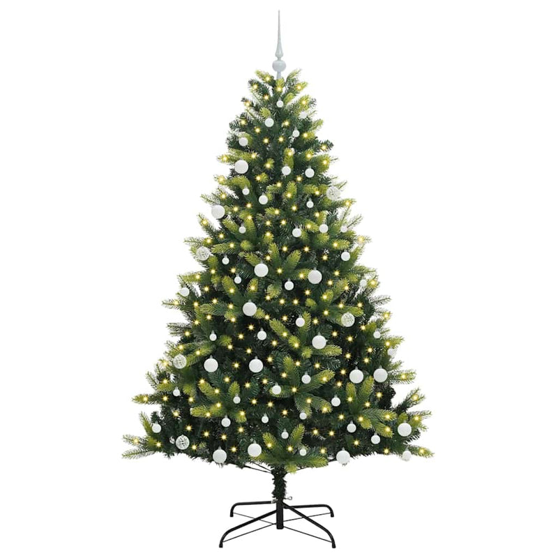 vidaXL Műanyag Karácsonyfá 300 LED-del, Csuklós Zöld 180 cm PVC és PE