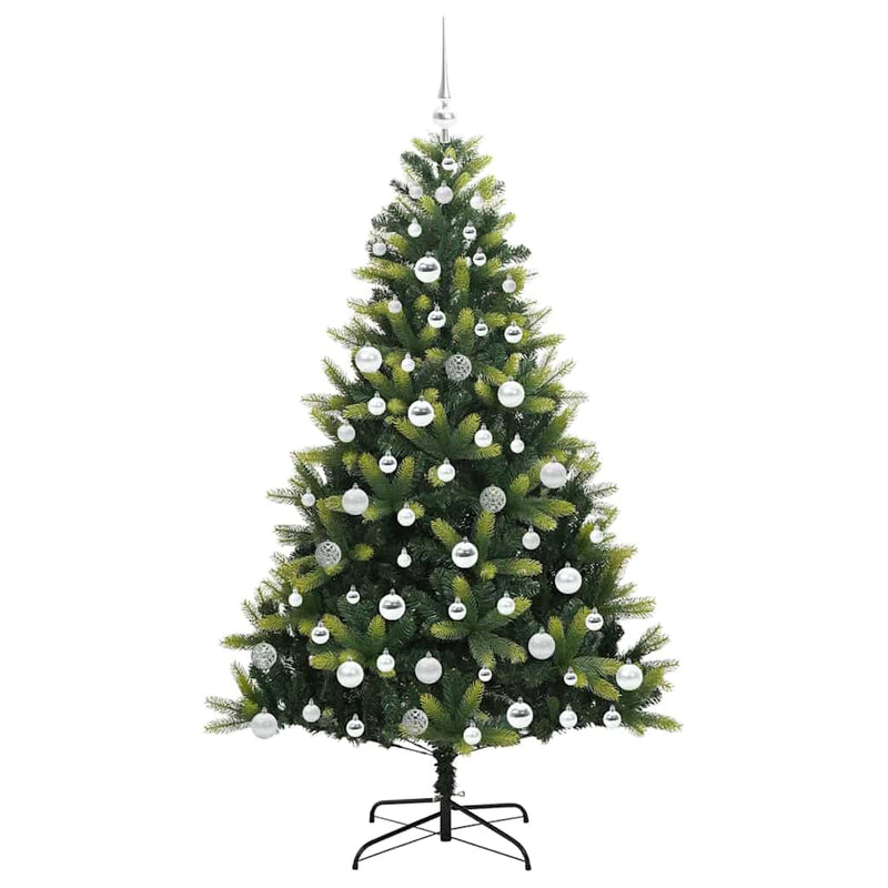 vidaXL Műanyag Hajlított Karácsonyfa 300 LED-del Zöld 180 cm PVC és PE
