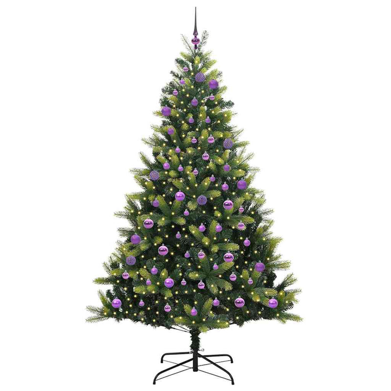 vidaXL Műanyag Hajlékony Karácsonyfa 300 LED-del Zöld 180 cm PVC és PE