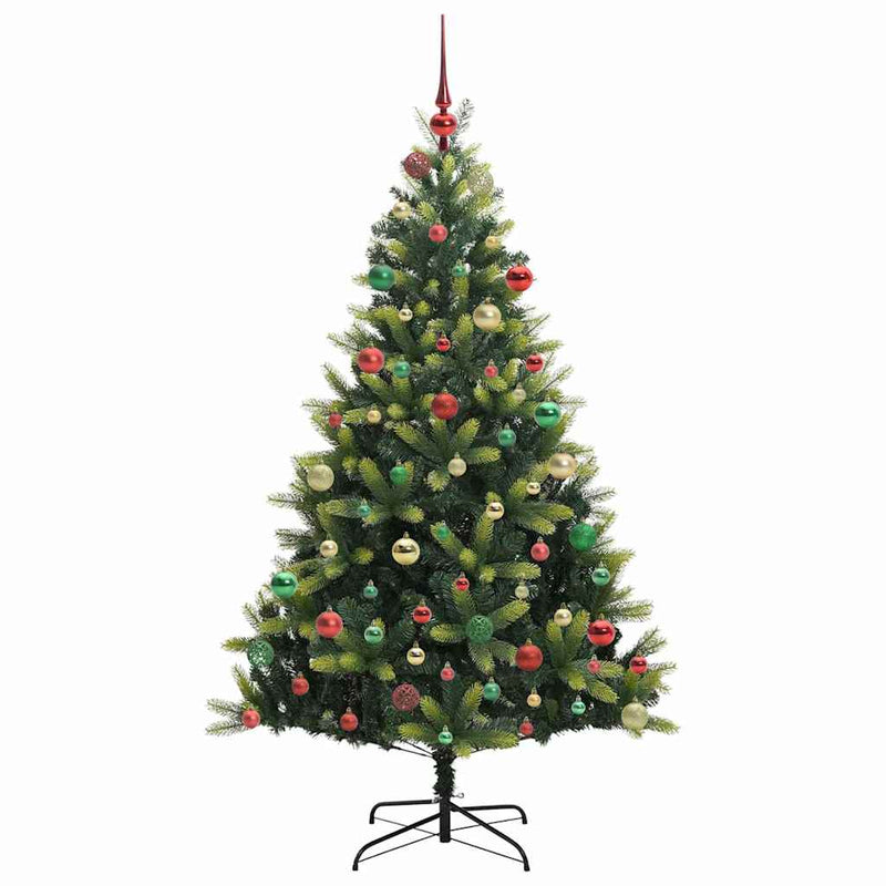 vidaXL Műanyag Hajtogatható Karácsonyfá 300 LED-del Zöld 180 cm