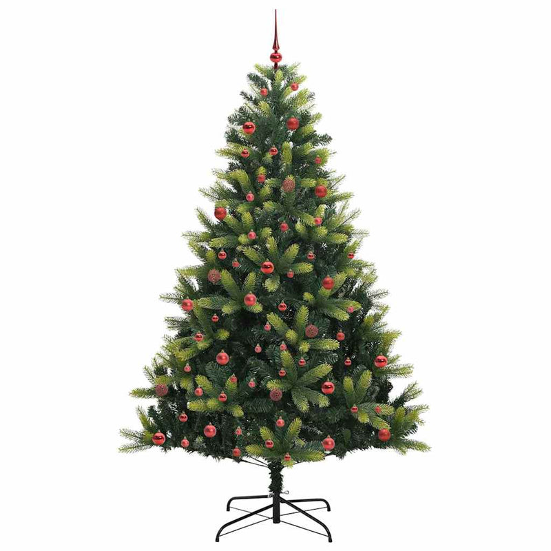 vidaXL Mű fémes karácsonyi fa 300 LED-del Zöld 210 cm PVC és PE
