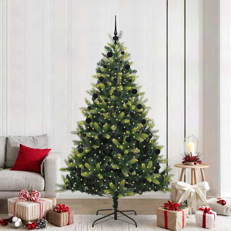 vidaXL Műfenyő Hajtogatós Karácsonyfa 300 LED-del Zöld 210 cm