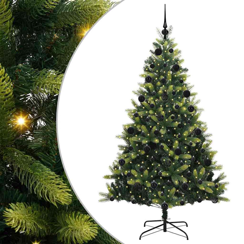 vidaXL Műfenyő Hajtogatós Karácsonyfa 300 LED-del Zöld 210 cm
