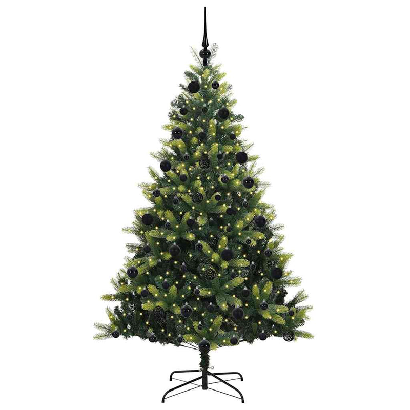 vidaXL Műfenyő Hajtogatós Karácsonyfa 300 LED-del Zöld 210 cm