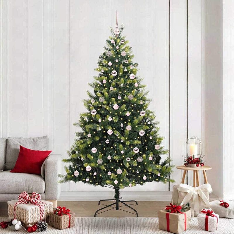 vidaXL Műfenyő Hajtogatós Karácsonyfa 300 LED-del Zöld 210 cm
