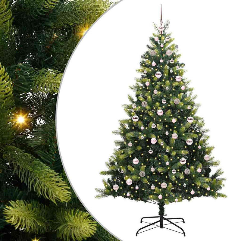 vidaXL Műfenyő Hajtogatós Karácsonyfa 300 LED-del Zöld 210 cm