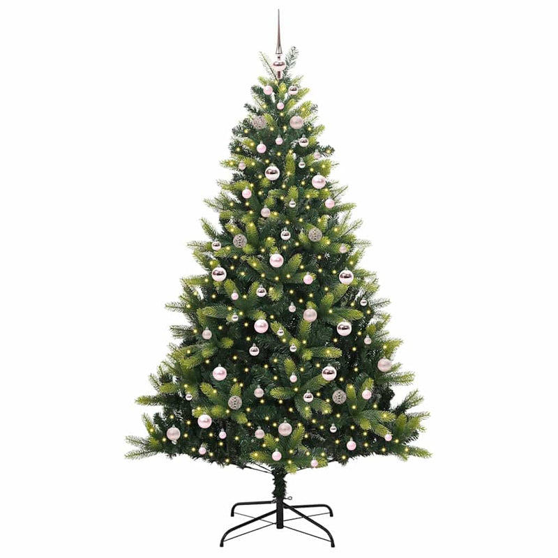 vidaXL Műfenyő Hajtogatós Karácsonyfa 300 LED-del Zöld 210 cm