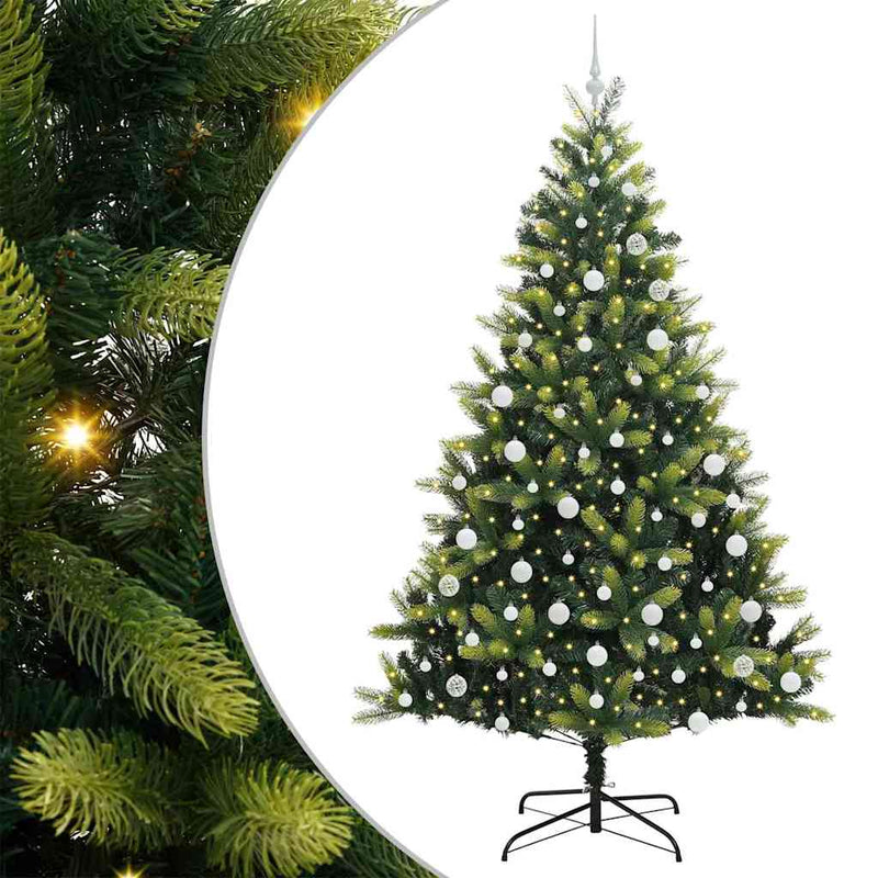 vidaXL Mesterséges Hajtogatott Karácsonyfa 300 LED-del Zöld 210 cm