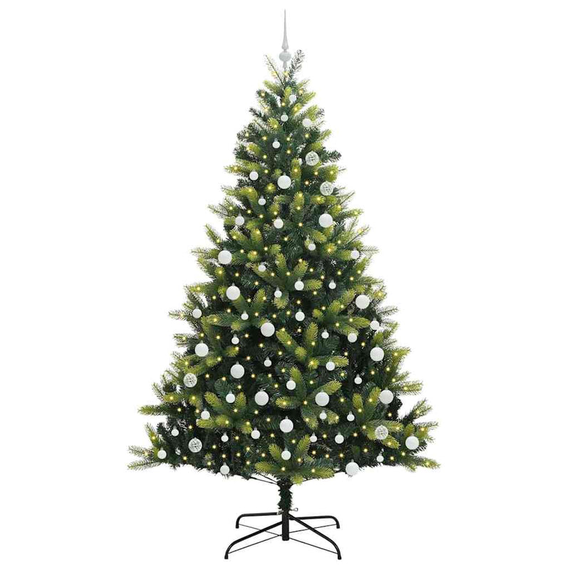 vidaXL Mesterséges Hajtogatott Karácsonyfa 300 LED-del Zöld 210 cm