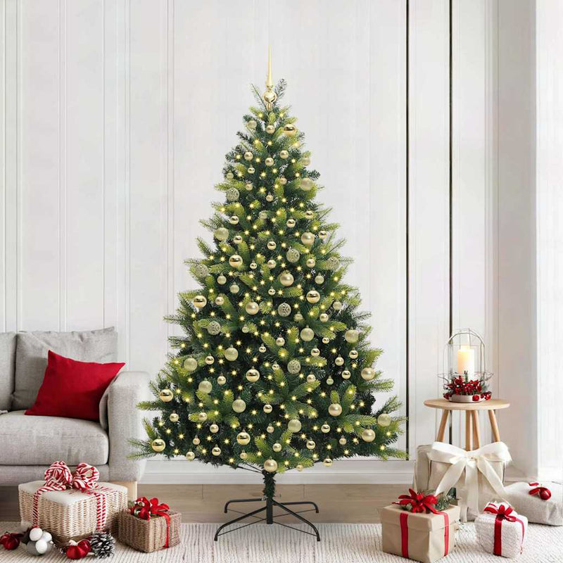 vidaXL Mesterséges Hajlított Karácsonyfa 300 LED-del Zöld 210 cm
