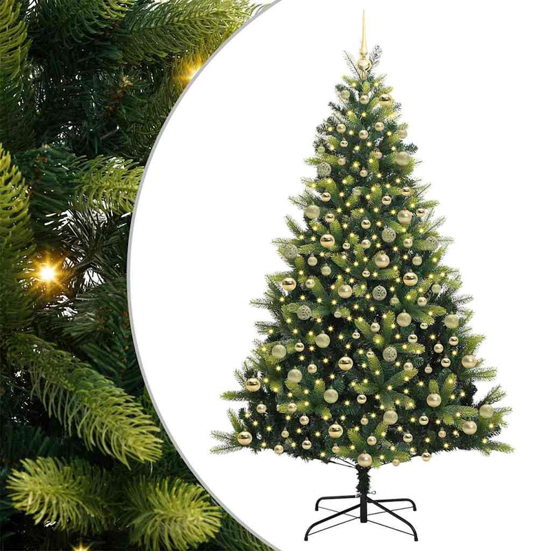 vidaXL Mesterséges Hajlított Karácsonyfa 300 LED-del Zöld 210 cm