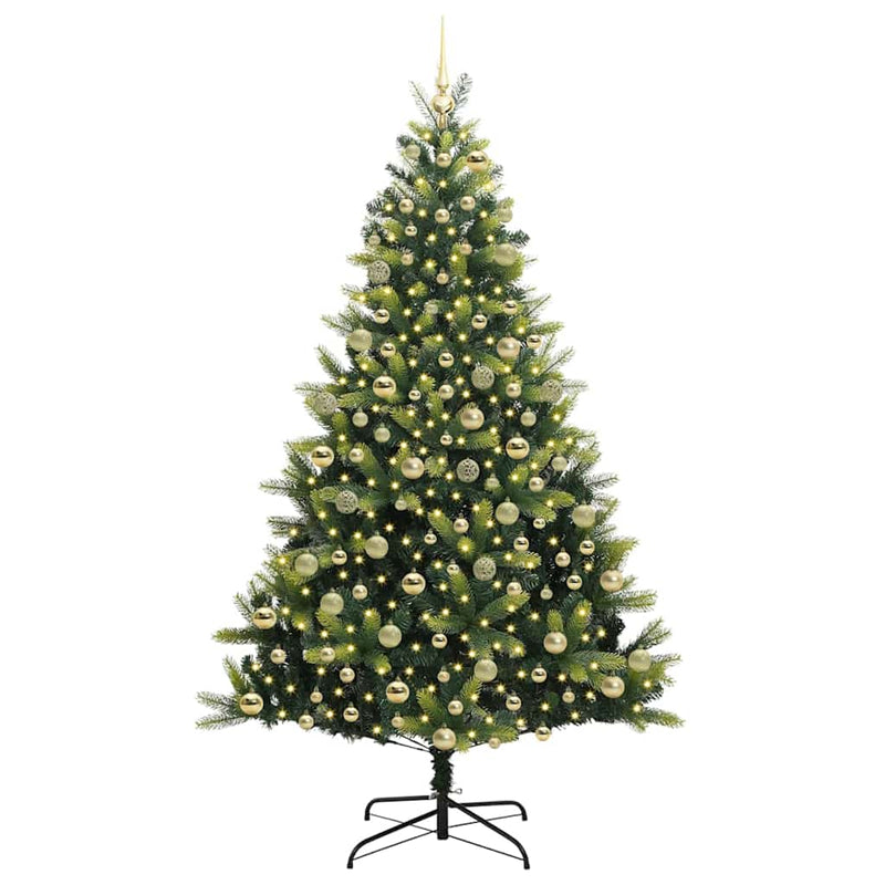 vidaXL Mesterséges Hajlított Karácsonyfa 300 LED-del Zöld 210 cm